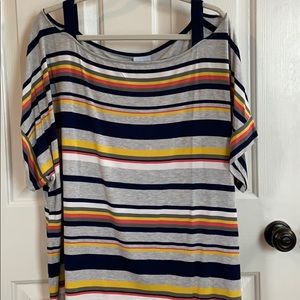 NWT Striped Cold Shoulder Top